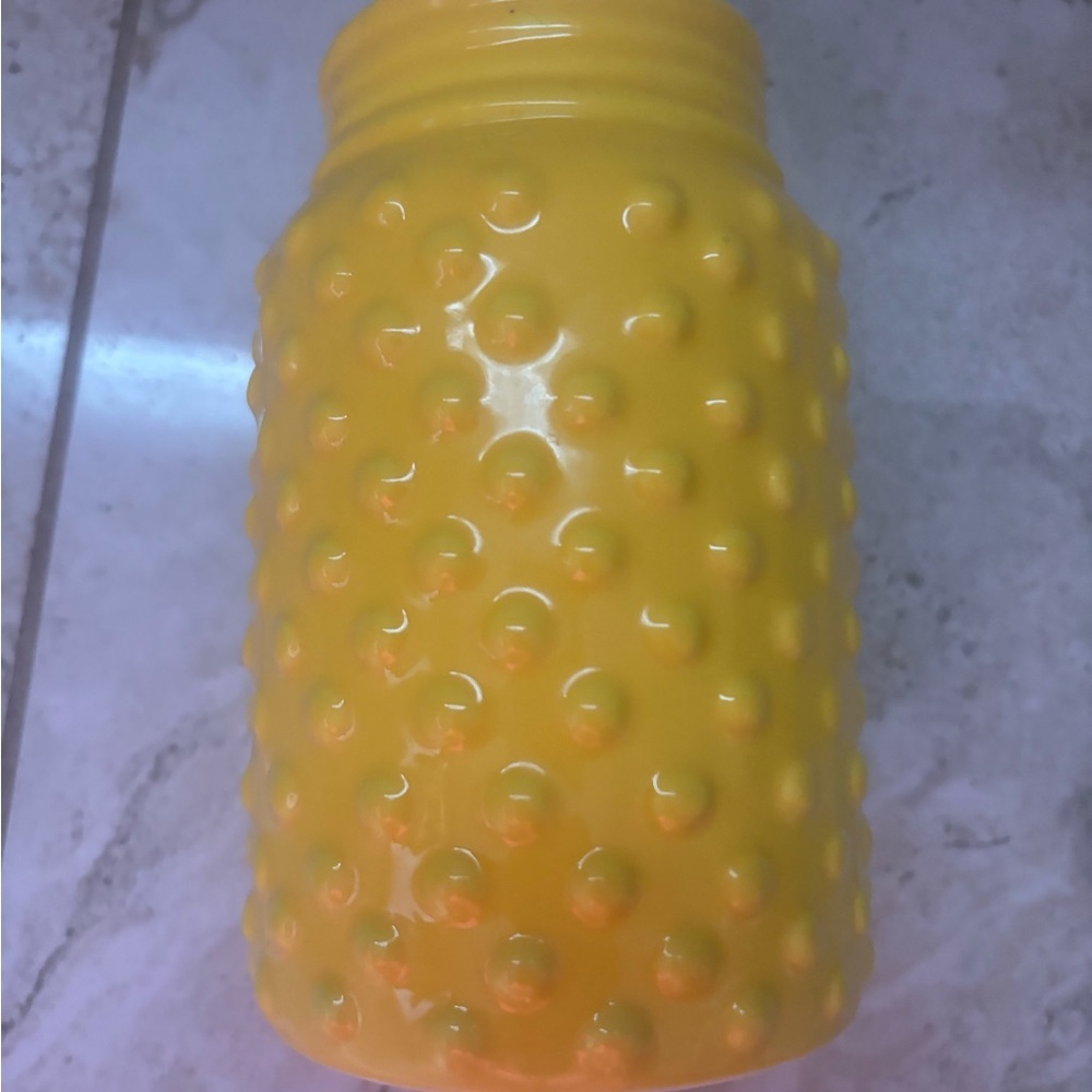 Yellow hobnail vase new